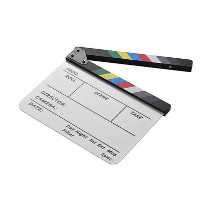 Movie TV Cut Action Scene Clapper Board Dry Erase Acrylic Director Film Clapboard Slate Marker + Pen