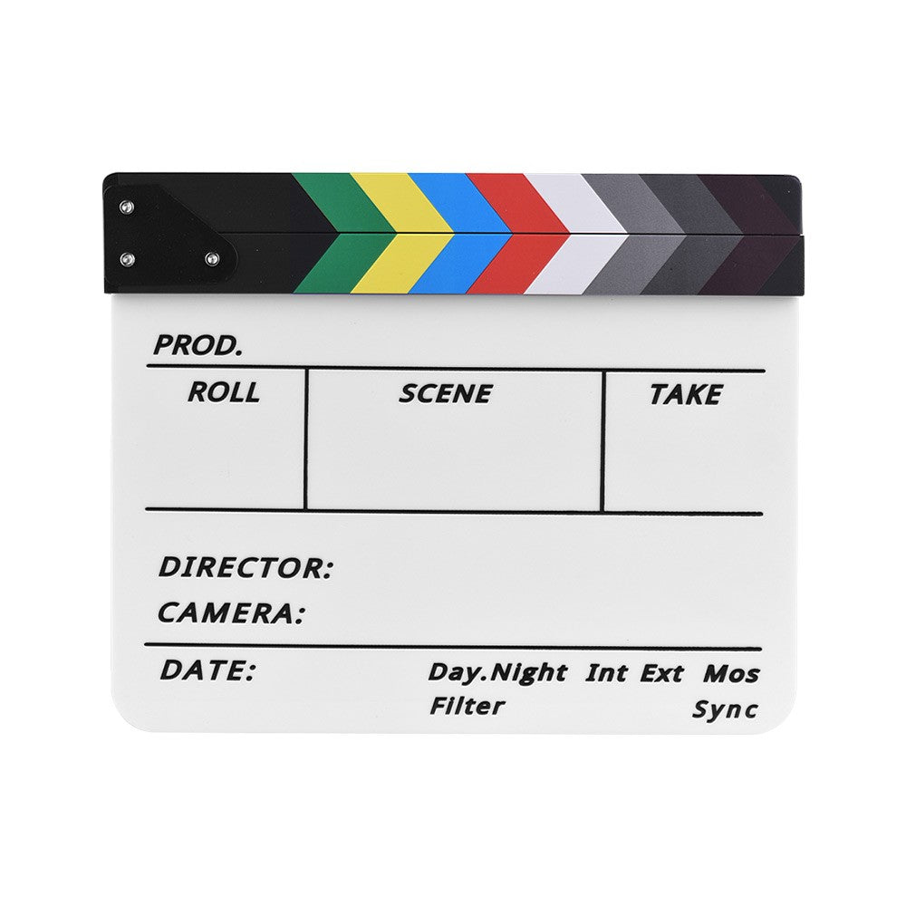 Movie TV Cut Action Scene Clapper Board Dry Erase Acrylic Director Film Clapboard Slate Marker + Pen