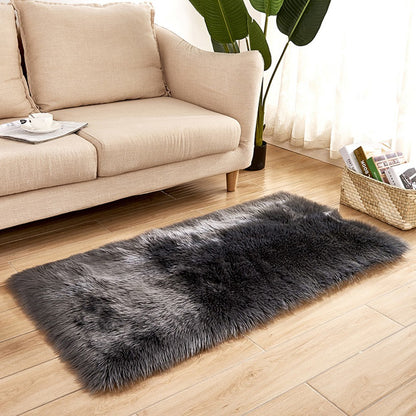 Soft Faux Fur Rug Fluffy Rectangle Shape Sheepskin Fur Carpet Rug for Nursery Room, Bedroom, Luxury Home Decor