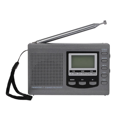 FM/AM/SW Radio Multiband Digital Stereo Radio Receiver with Earphone Output Time Display Alarm Clock Function