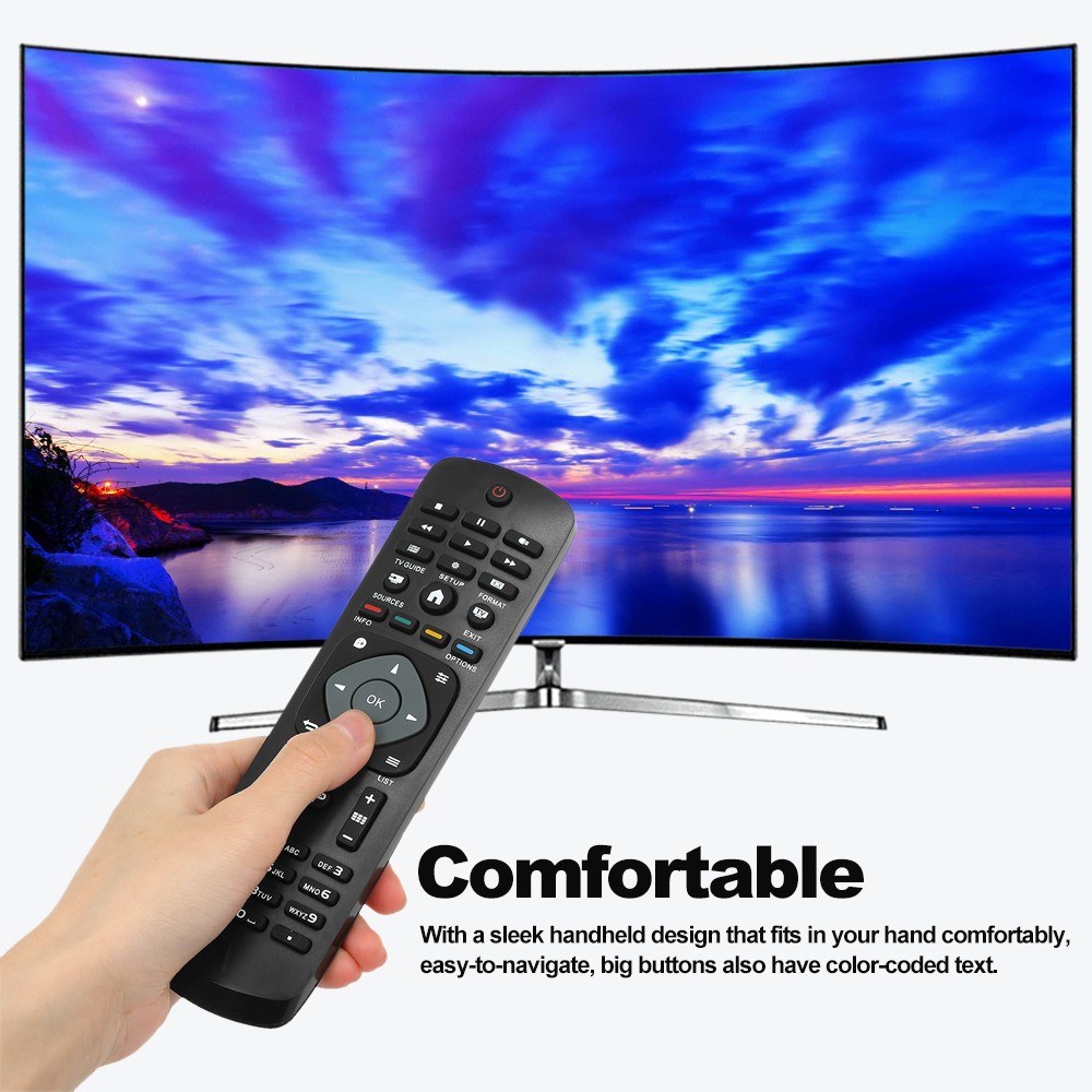 Universal TV Remote Control Wireless Smart Controller for PHILIPS LCD TV Smart Digital HDTV - Black