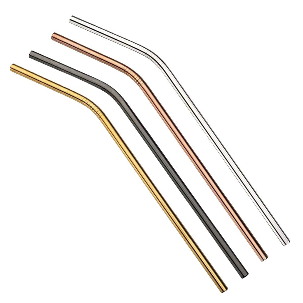 Multicolor Reusable Stainless Steel Straws Bent Straw Drinking Metal Straws [Random Color]