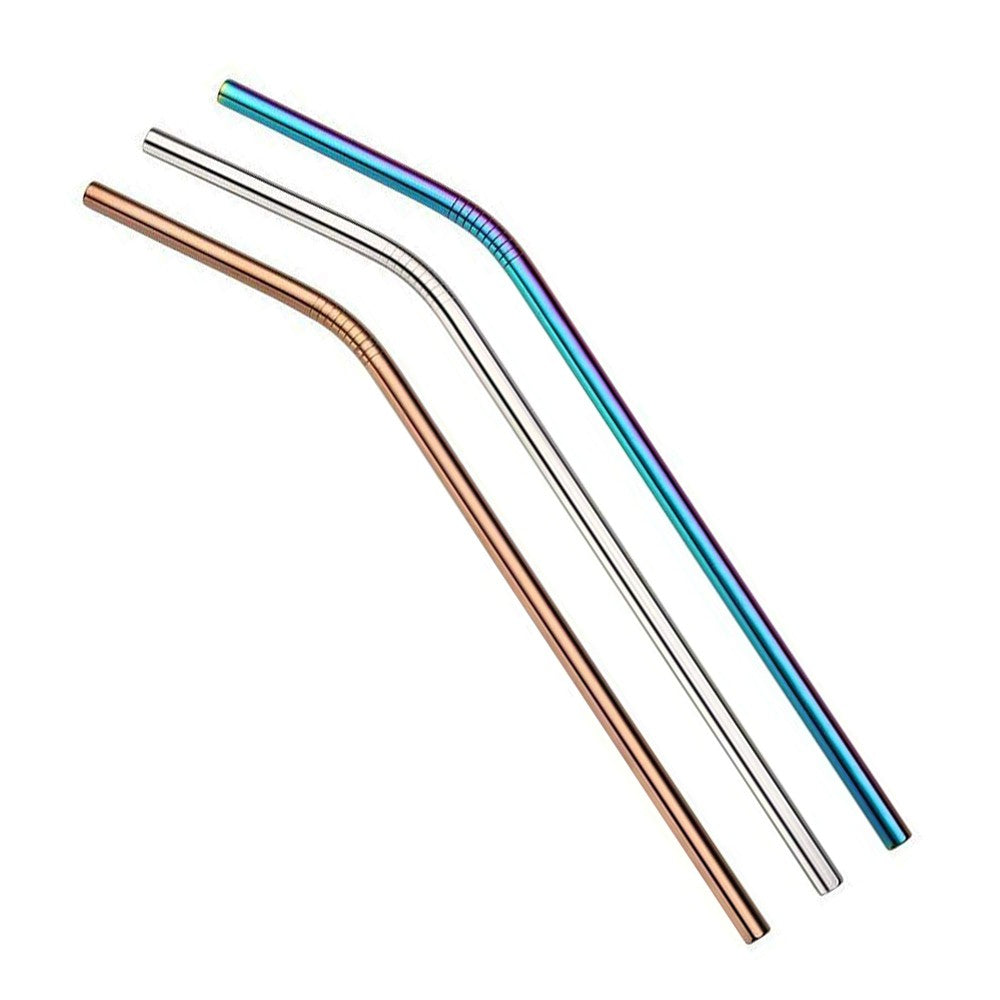 Multicolor Reusable Stainless Steel Straws Bent Straw Drinking Metal Straws [Random Color]