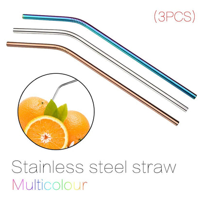 Multicolor Reusable Stainless Steel Straws Bent Straw Drinking Metal Straws [Random Color]