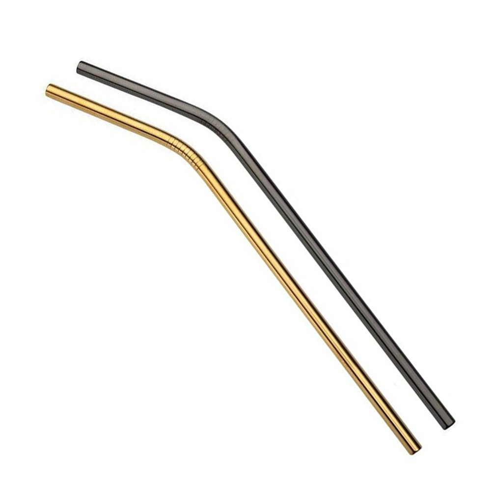 Multicolor Reusable Stainless Steel Straws Bent Straw Drinking Metal Straws [Random Color]