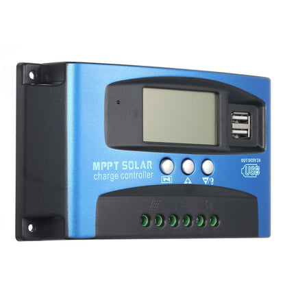 100A MPPT Solar Charge Controller 12V/24V Solar Panel Regulator with LCD Display Dual USB Multiple Load Control Modes