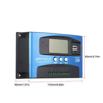 30A MPPT Solar Charge Controller 12V/24V Solar Panel Regulator with LCD Display Dual USB Multiple Load Control Modes