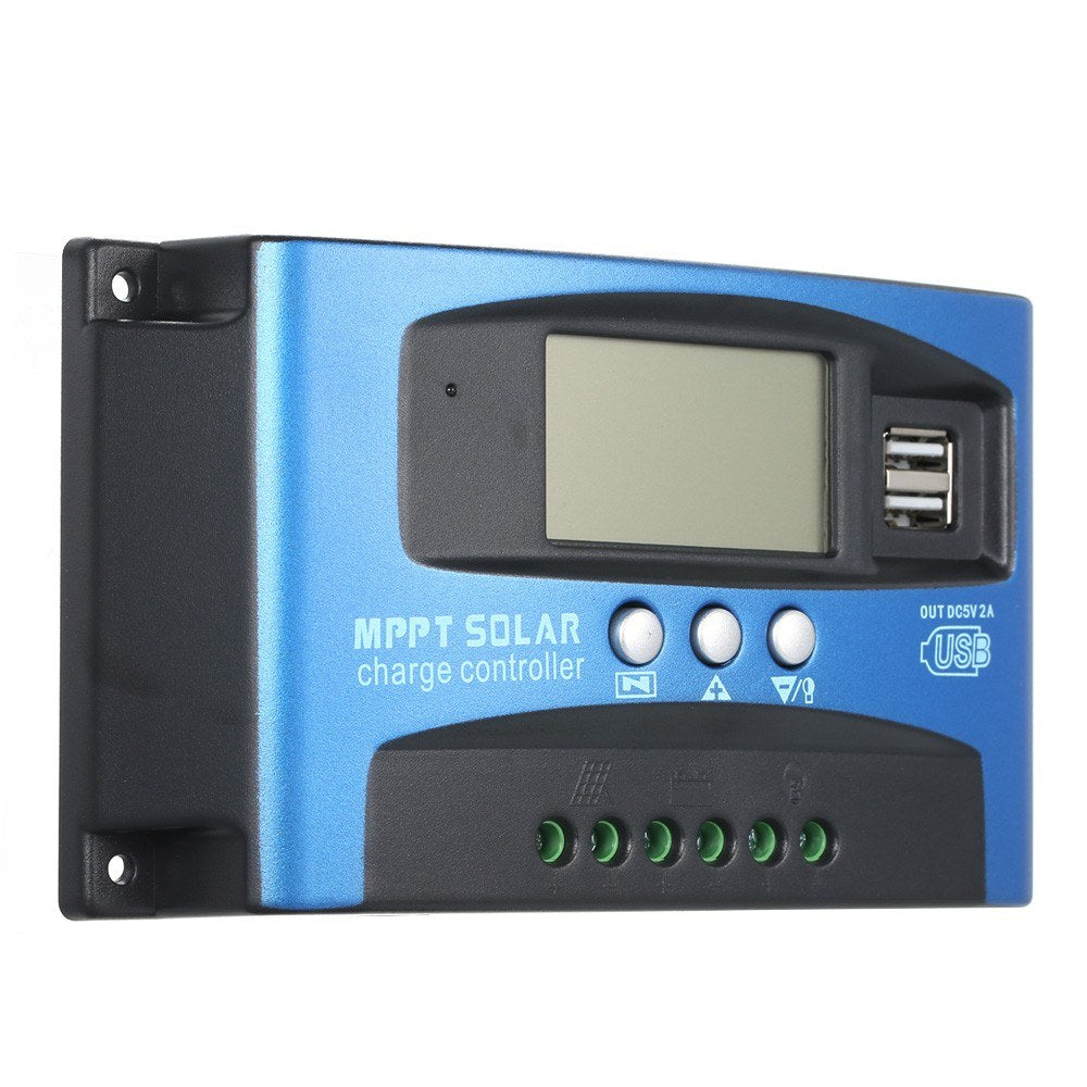 60A MPPT Solar Charge Controller 12V/24V Solar Panel Regulator with LCD Display Dual USB Multiple Load Control Modes