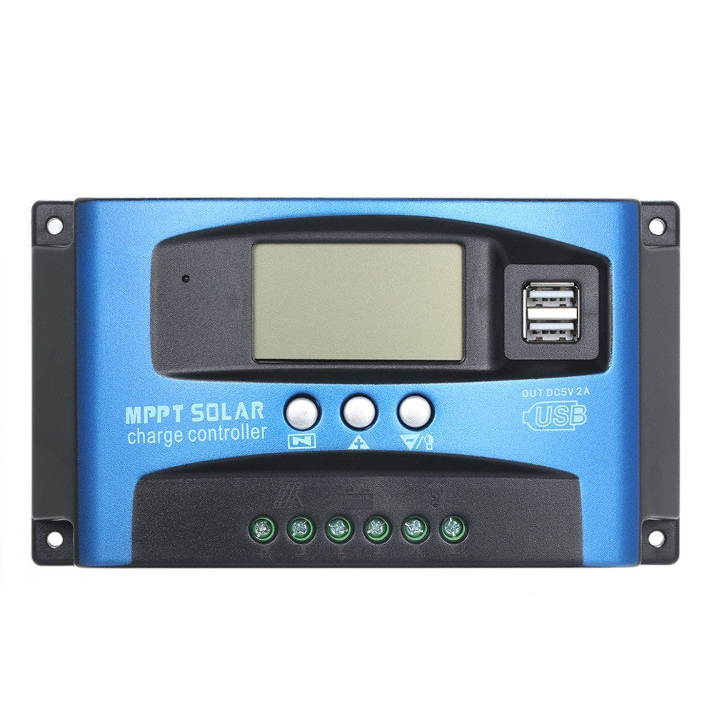 60A MPPT Solar Charge Controller 12V/24V Solar Panel Regulator with LCD Display Dual USB Multiple Load Control Modes