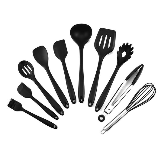 10Pcs Heat Resistant Silicone Kitchen Utensil Set Non-Stick Spoon Spatula Ladle Cooking Tools Dinnerware