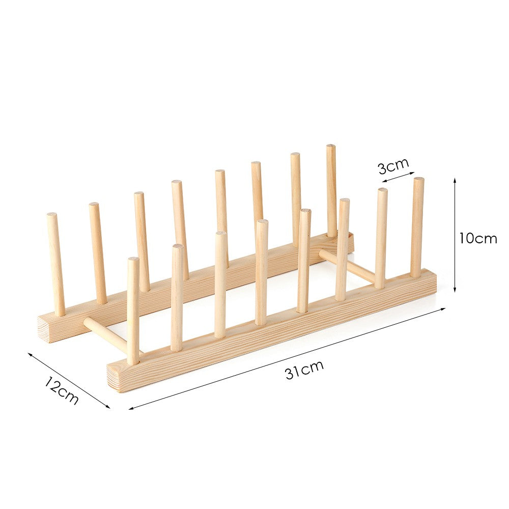 Wooden Dish Rack Stand Pot Lid Holder Dish Drying Rack for Dish, Bowl, Cup, Cutting Board