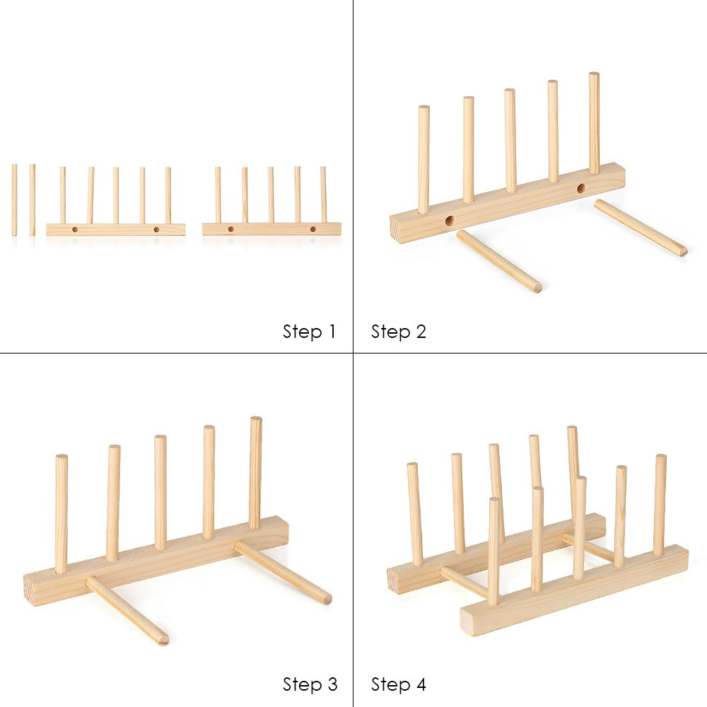 Wooden Dish Rack Stand Pot Lid Holder Dish Drying Rack for Dish, Bowl, Cup, Cutting Board