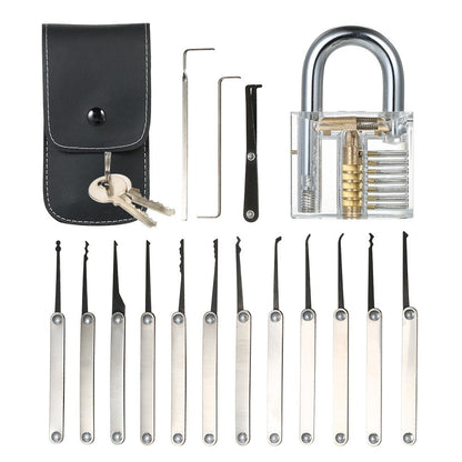 15Pcs Household Lock Pick Set Tools with Transparent Key Lockpicking Home Improvement Simple Accessory