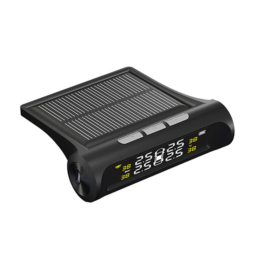 Car TPMS Tire Pressure Monitoring System with 4 External Sensor Solar Charging HD Digital LCD Display Auto Alarm System