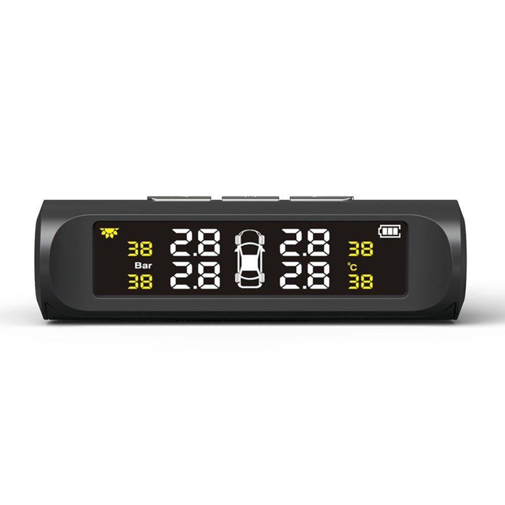 Car TPMS Tire Pressure Monitoring System with 4 External Sensor Solar Charging HD Digital LCD Display Auto Alarm System