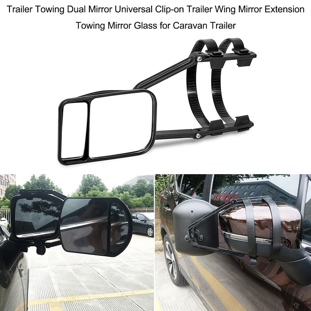 Trailer Towing Dual Mirror Universal Clip-on Trailer Wing Mirror Extension Towing Mirror Glass