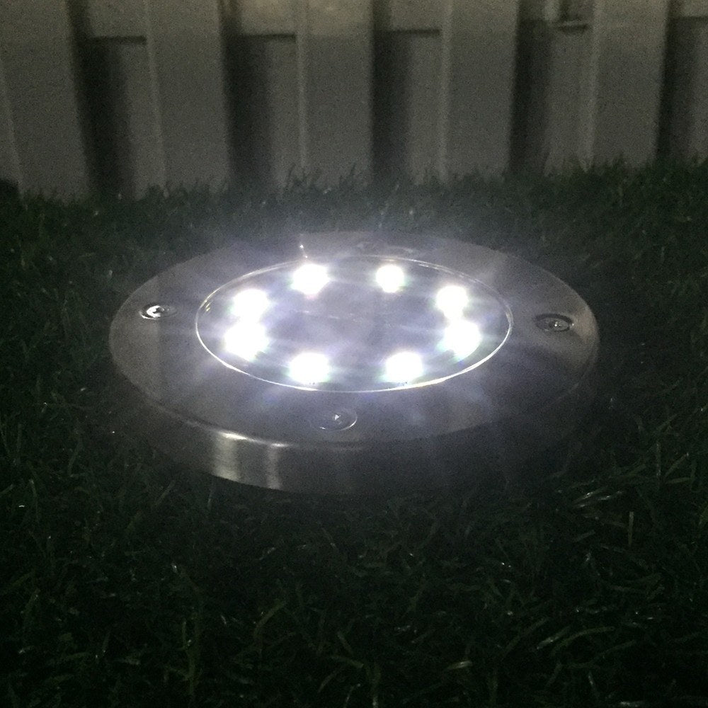 4Pcs Solar Garden Lights 8-LED Ground Light Stainless Steel Waterproof Outdoor Path Road Stairs Step Lamp for Pathway Garden Patio Yard