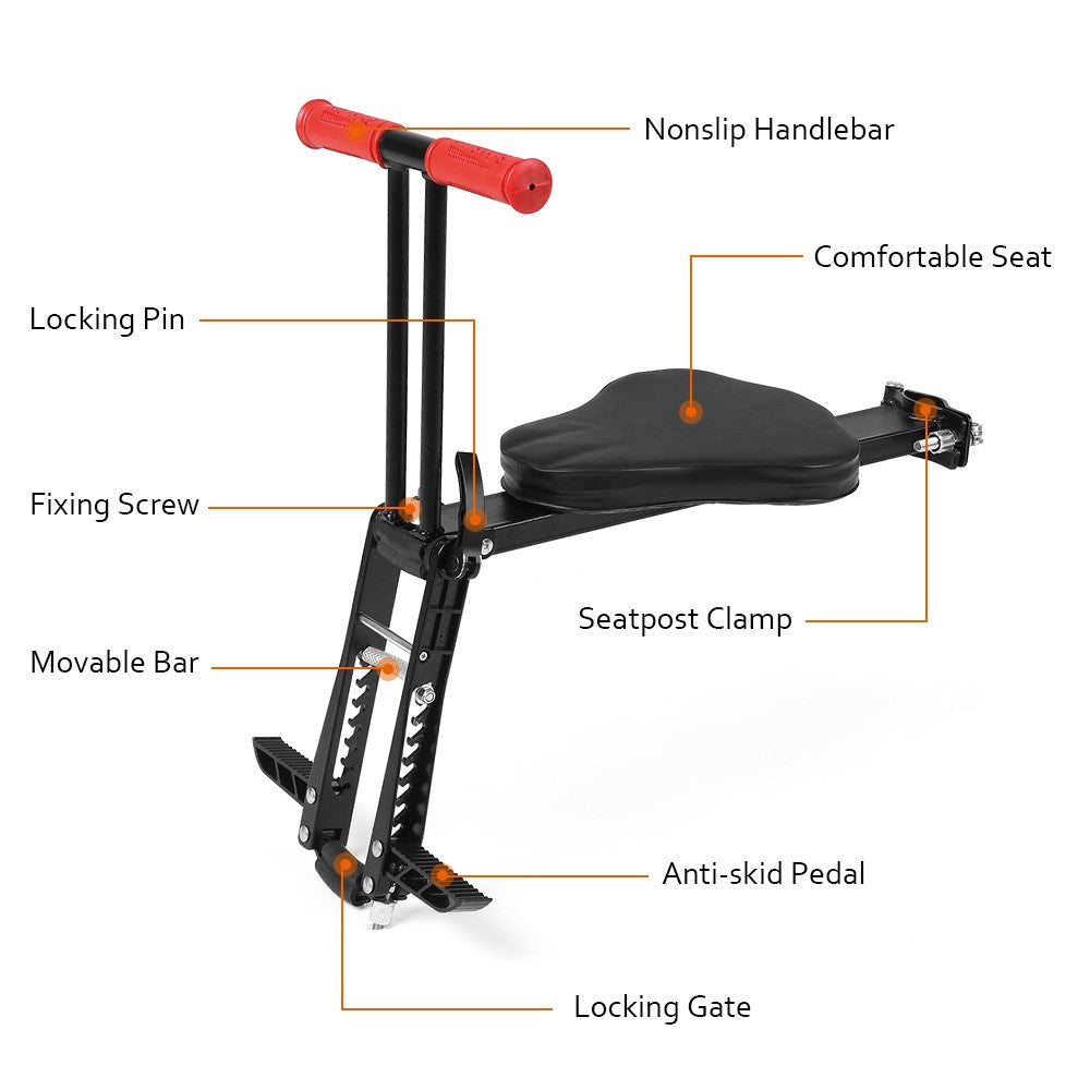 Foldable Child Kids Saddle Bicycle Bike Seat Front Mount Children Safety Front Seat Saddle Carrier