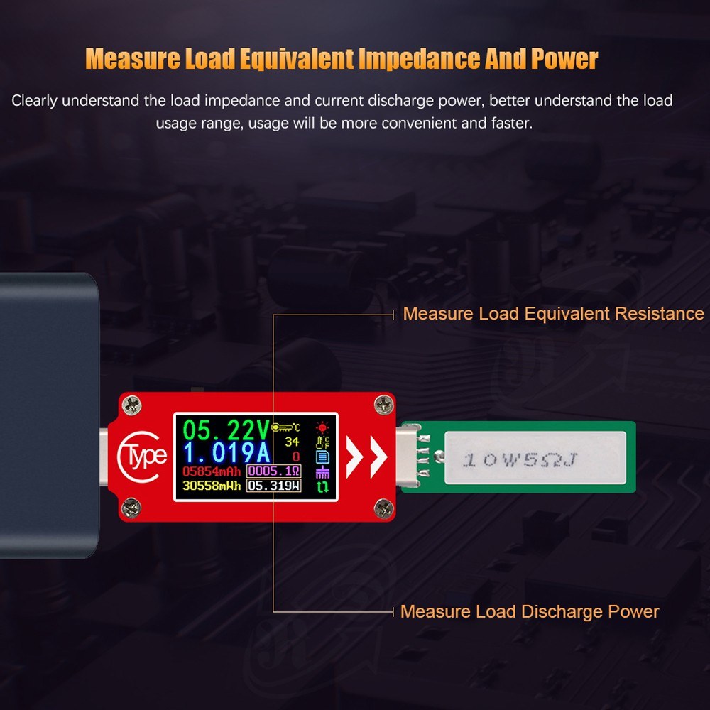 TC64 Type-C Color LCD Display USB Voltmeter Ammeter Voltage Current Meter Multimeter Battery PD Recharge Power Bank USB Tester