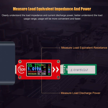 TC64 Type-C Color LCD Display USB Voltmeter Ammeter Voltage Current Meter Multimeter Battery PD Recharge Power Bank USB Tester