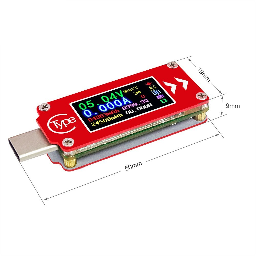 TC64 Type-C Color LCD Display USB Voltmeter Ammeter Voltage Current Meter Multimeter Battery PD Recharge Power Bank USB Tester