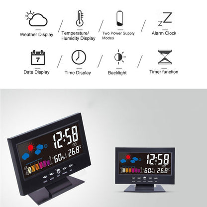 Multi-functional Alarm Clock Backlight LCD Screen Digital Clock with Time/Date/Week/Temperature/Humidity/Weather Display