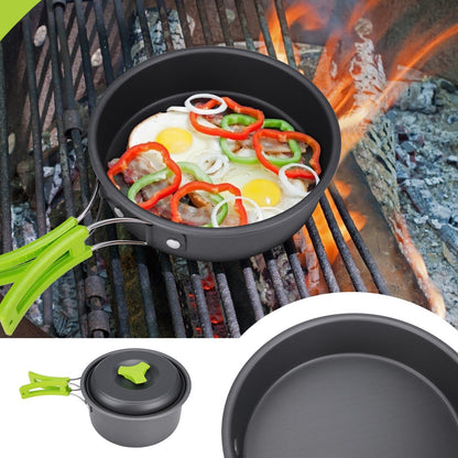 15Pcs Portable Camping Cookware Outdoor Cook Gear with Nonstick Pot Pan Bowls Set