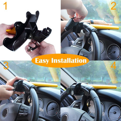 Portable Universal Anti-Theft Car Auto Security Rotary Steering Wheel Lock Cross-Key Design Key