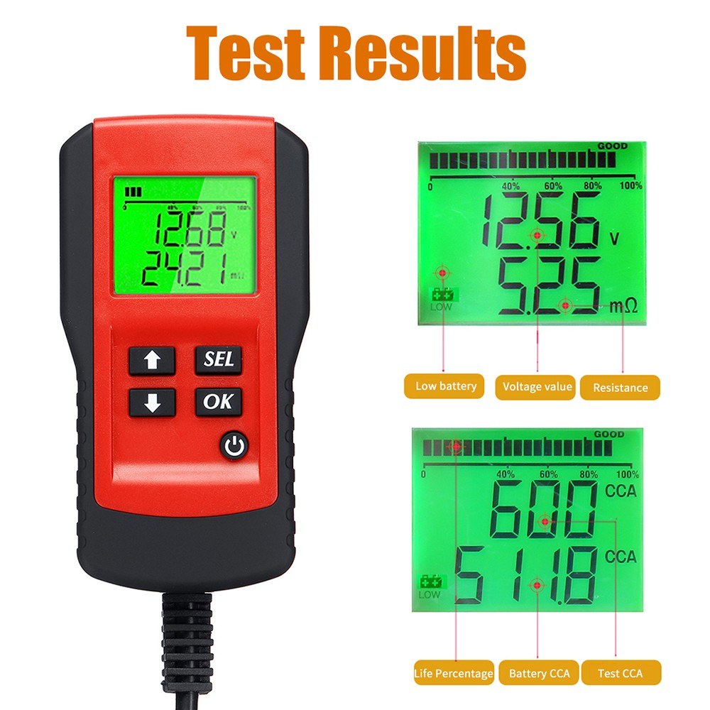 Battery Life Percentage Analyzer Voltage Resistance and Deep Cycle Battery Tester