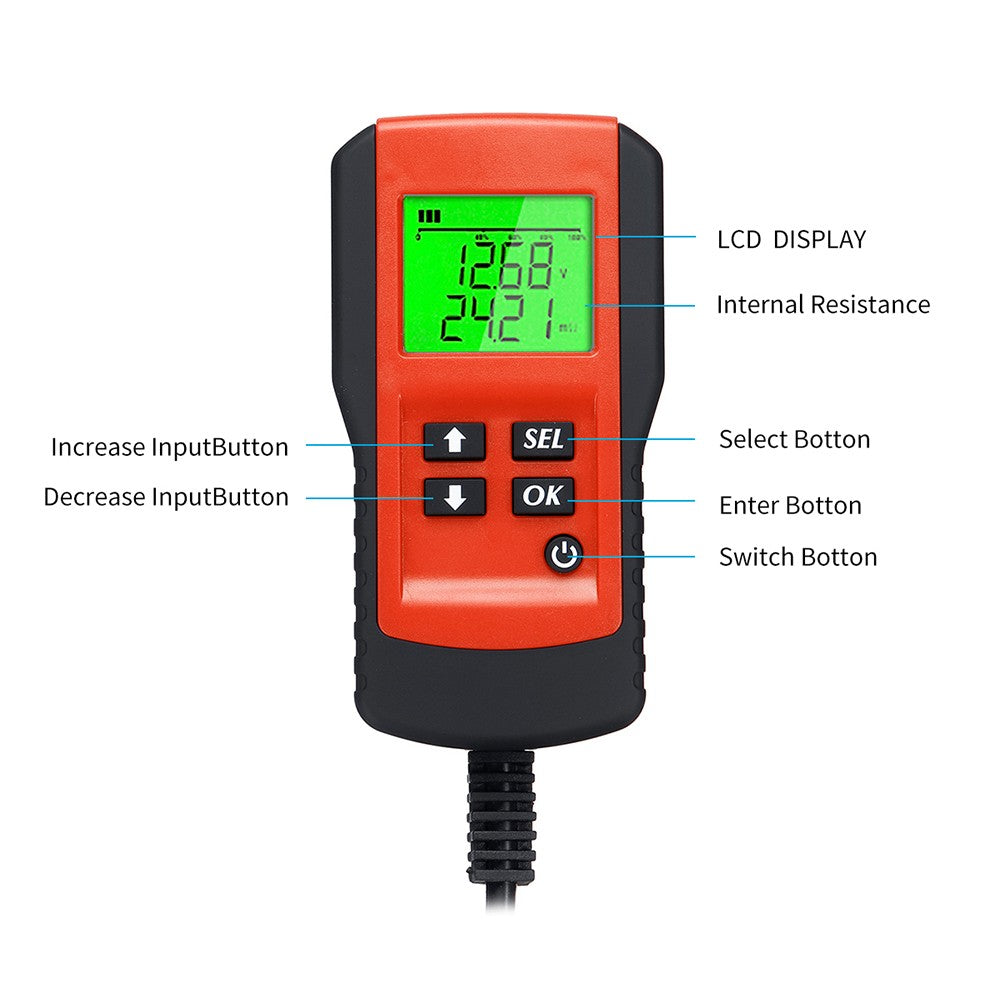 Battery Life Percentage Analyzer Voltage Resistance and Deep Cycle Battery Tester