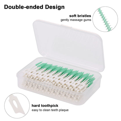 160Pcs/Set Soft Silicone Toothpick Double-ended Tooth Picks Dental Floss Interdental Brush Portable Teeth Stick Dental Hygiene Tools