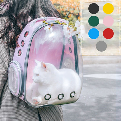 Pet Transparent Backpack Carrier Dog Cat Breathable Outdoor Travel Carrying Bag