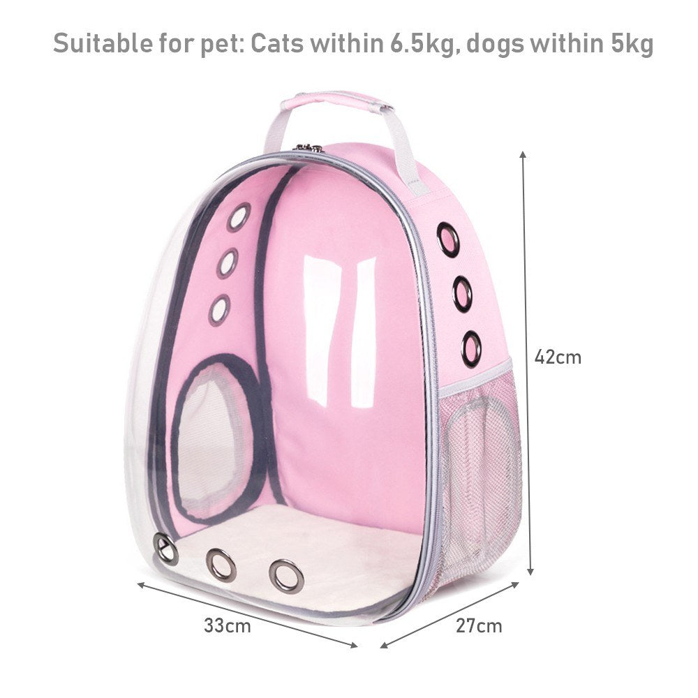 Pet Transparent Backpack Carrier Dog Cat Breathable Outdoor Travel Carrying Bag