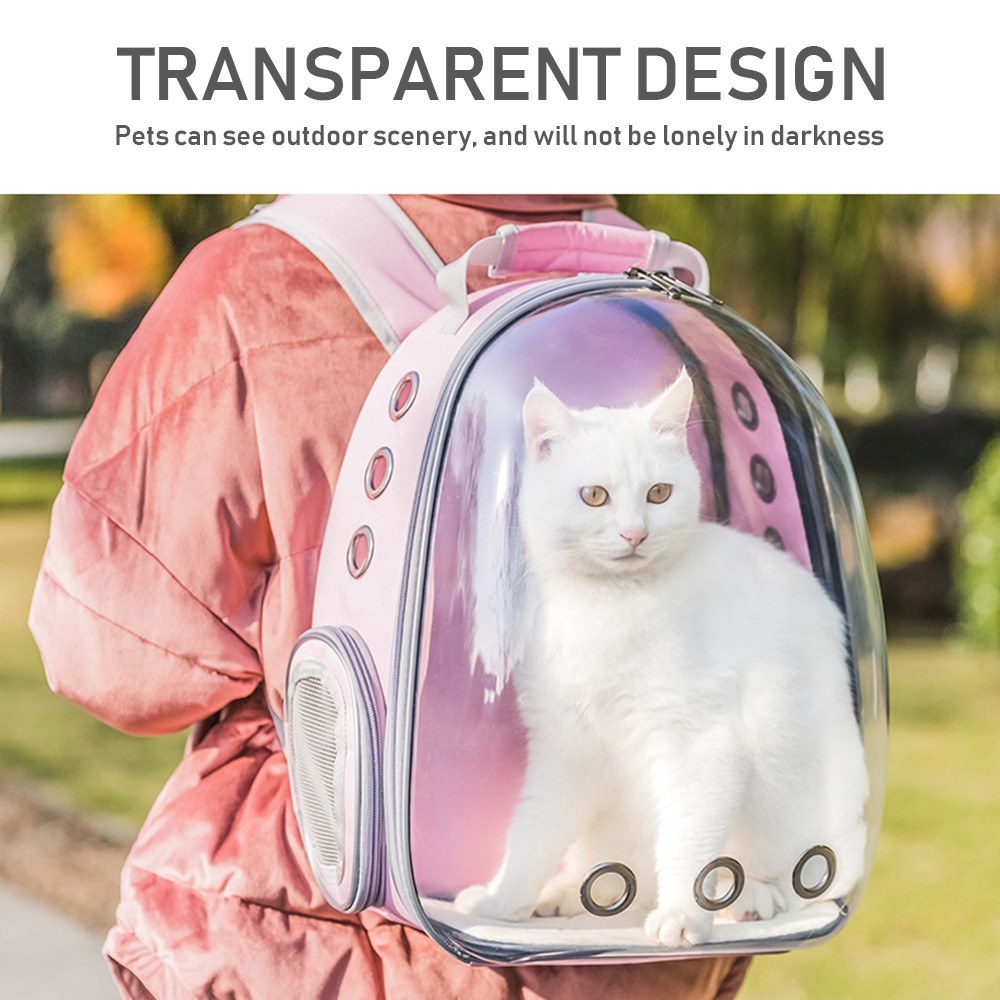 Pet Transparent Backpack Carrier Dog Cat Breathable Outdoor Travel Carrying Bag