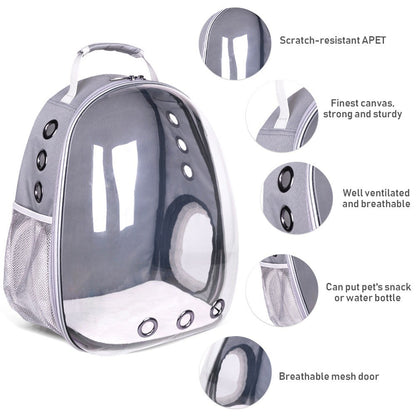 Pet Transparent Backpack Carrier Dog Cat Breathable Outdoor Travel Carrying Bag