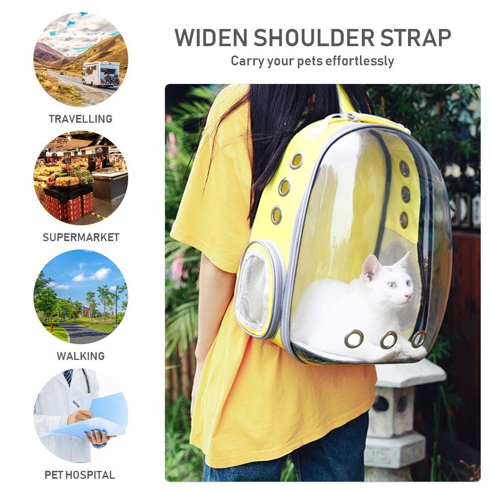 Pet Transparent Backpack Carrier Dog Cat Breathable Outdoor Travel Carrying Bag