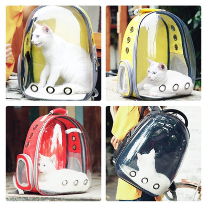 Pet Transparent Backpack Carrier Dog Cat Breathable Outdoor Travel Carrying Bag