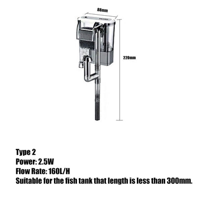 Fish Tank Filter Aquarium External Filter Waterfall Suspension Oxygen Pump Submersible Hanging Fliter