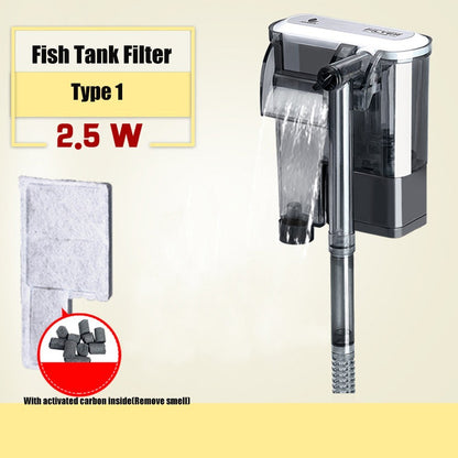 Fish Tank Filter Aquarium External Filter Waterfall Suspension Oxygen Pump Submersible Hanging Fliter