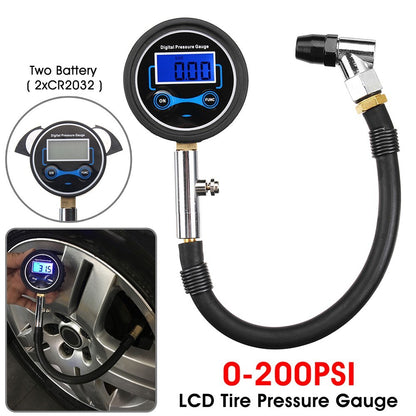 4 Units Switchable Digital LCD Tyre Tire Air Pump Pressure Gauge Tester