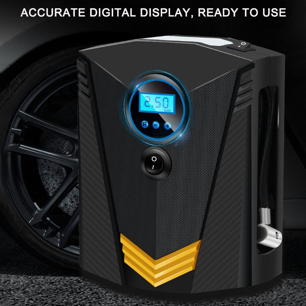 Portable Car Tire Inflator Air Compressor Auto Tire Pump with Emergency LED Lighting Function