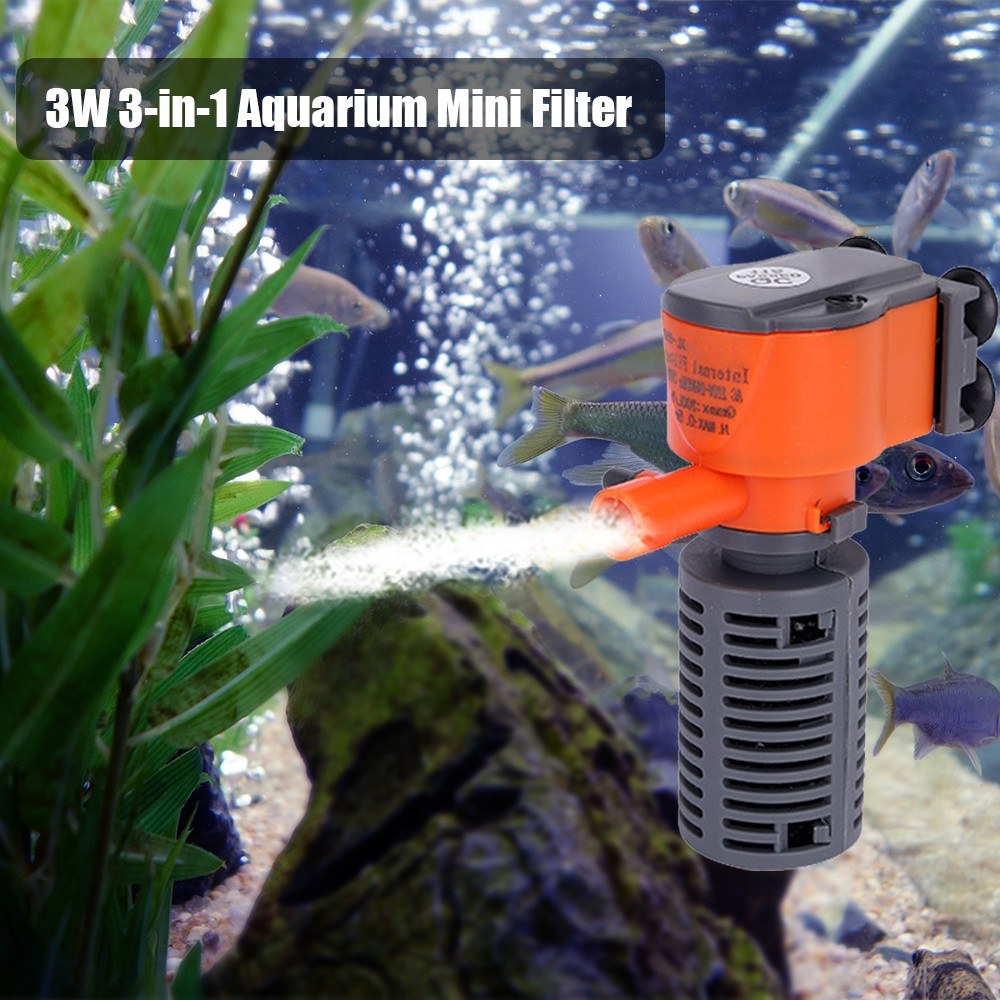 3W 3-in-1 Mini Filter Oxygen Supply Fish Tank Air Pump Aquarium Fish Sponge Filter Quiet Filter