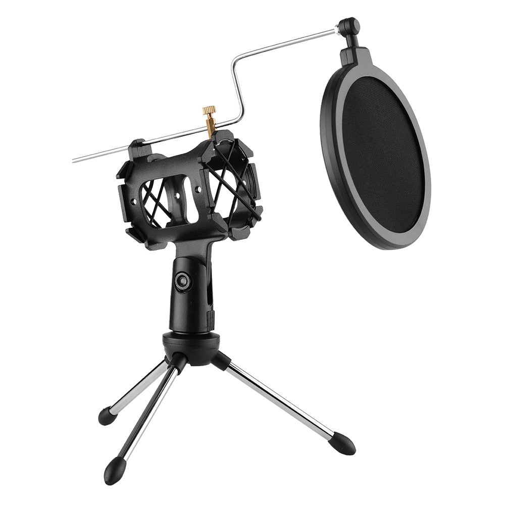 Video Microphone Kit with Mic Tripod Shock Mount Pop Filter Windshield Adapter Cable 3.5mm Plug