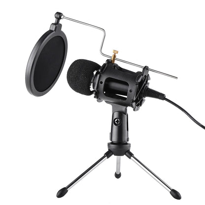 Video Microphone Kit with Mic Tripod Shock Mount Pop Filter Windshield Adapter Cable 3.5mm Plug