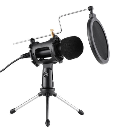 Video Microphone Kit with Mic Tripod Shock Mount Pop Filter Windshield Adapter Cable 3.5mm Plug