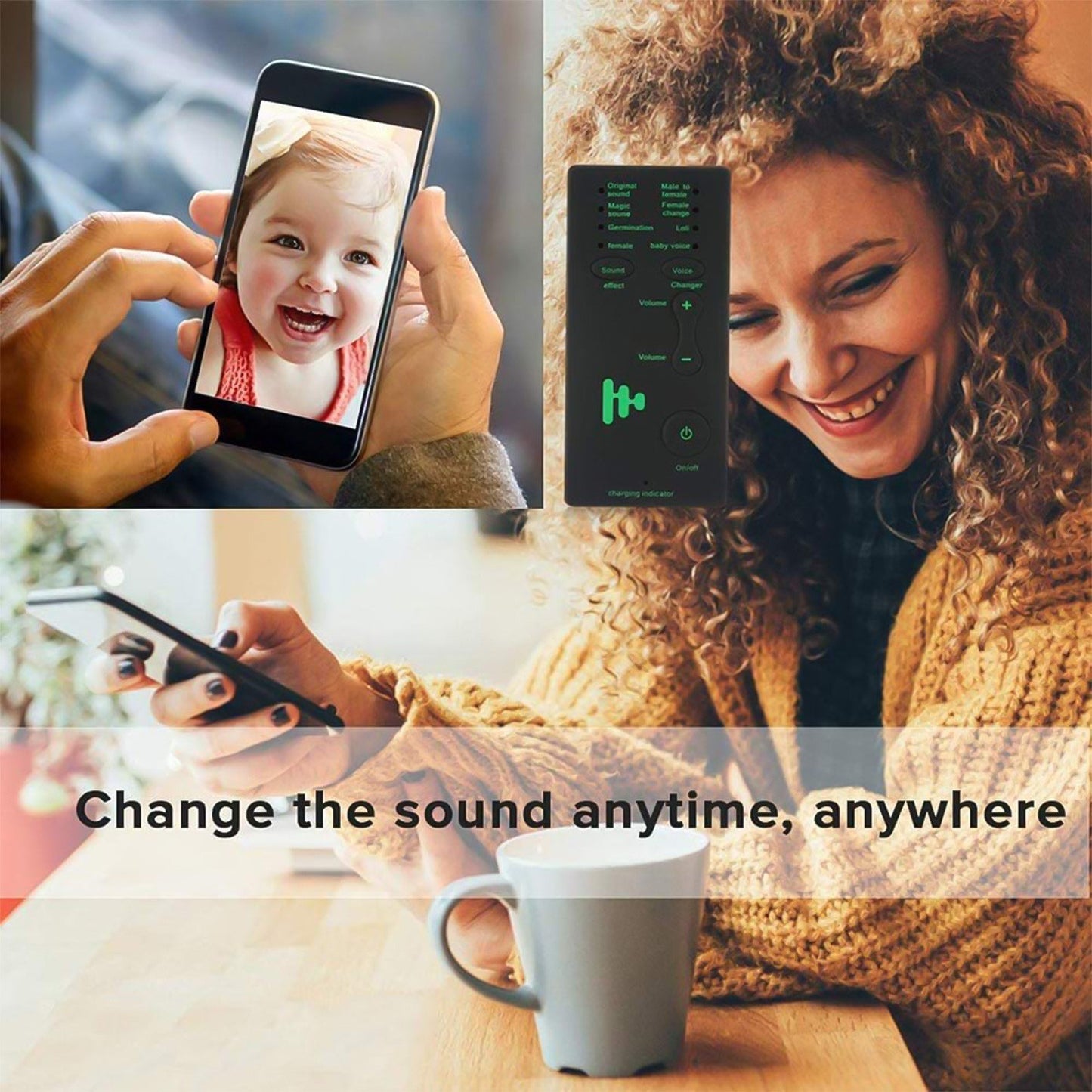 M1 Mini Portable Sound Effects Machine Voice Changer Device Audio Card Sound Changer for iPhone Samsung Huawei Smartphone Tablet PC