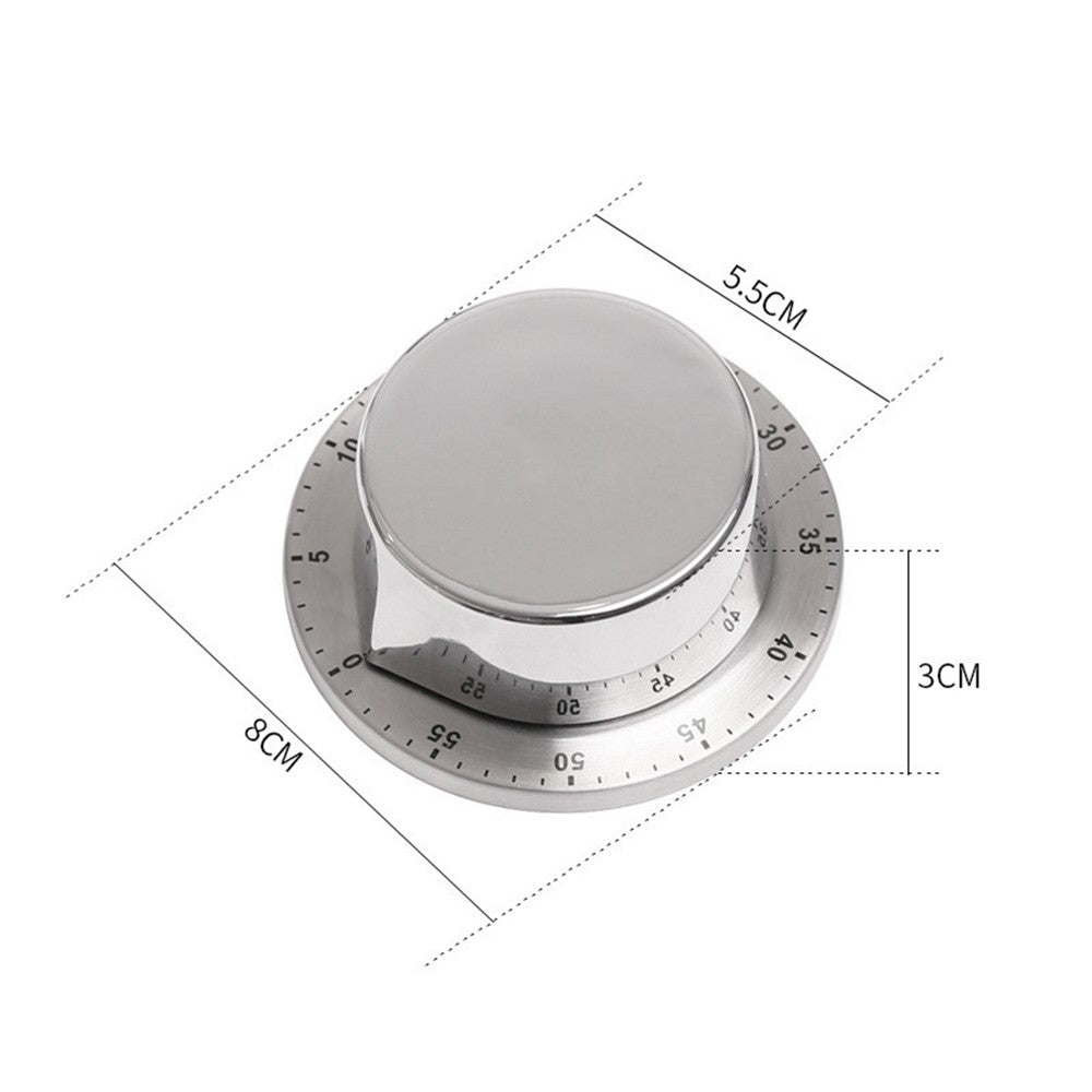 60MIN Stainless Steel Countdown Mechanical Magnetic Timer Quiet Counting For Cooking Baking Washing etc.