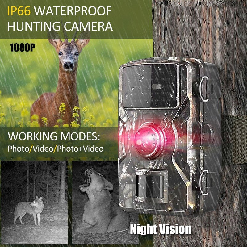 12MP 1080P Wildlife Hunting Trail and Game Camera with TF Card Motion Activated Security Camera IP66 Waterproof Outdoor Infrared Night Vision Hunting Scouting Camera