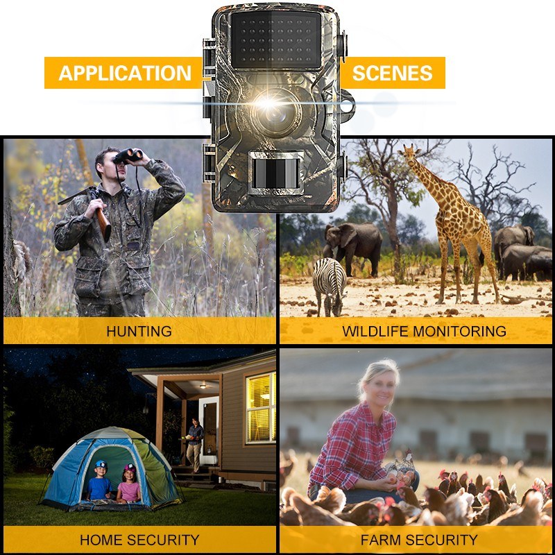 12MP 1080P Wildlife Hunting Trail and Game Camera with TF Card Motion Activated Security Camera IP66 Waterproof Outdoor Infrared Night Vision Hunting Scouting Camera