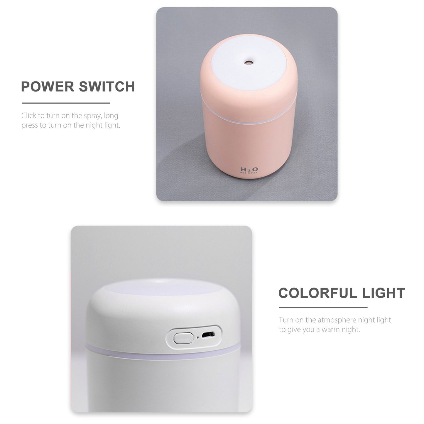 300mL Car Mist Humidifier Diffuser Portable Colorful Night Light Quiet Auto-Shut Off 2 Mist Modes Humidifier Essential Oil Diffuser